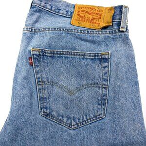 Share Levi's 501 Men's Jeans 36x32 Original Button Fly Blue Straight Leg Denim